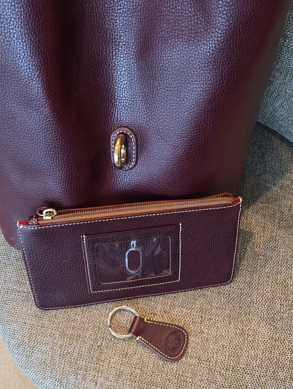 Dooney & Bourke Burgundy Lilly Leather Bucket Bag - Picture 12 of 14